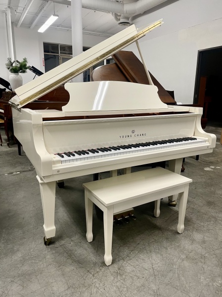 Young Chang PG-150 Baby Grand Piano 5' Polished White/Ivory